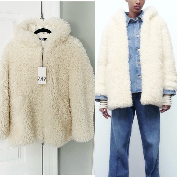 Brand new ZARA Sherpa Hooded Jacket - Picture 1 of 5